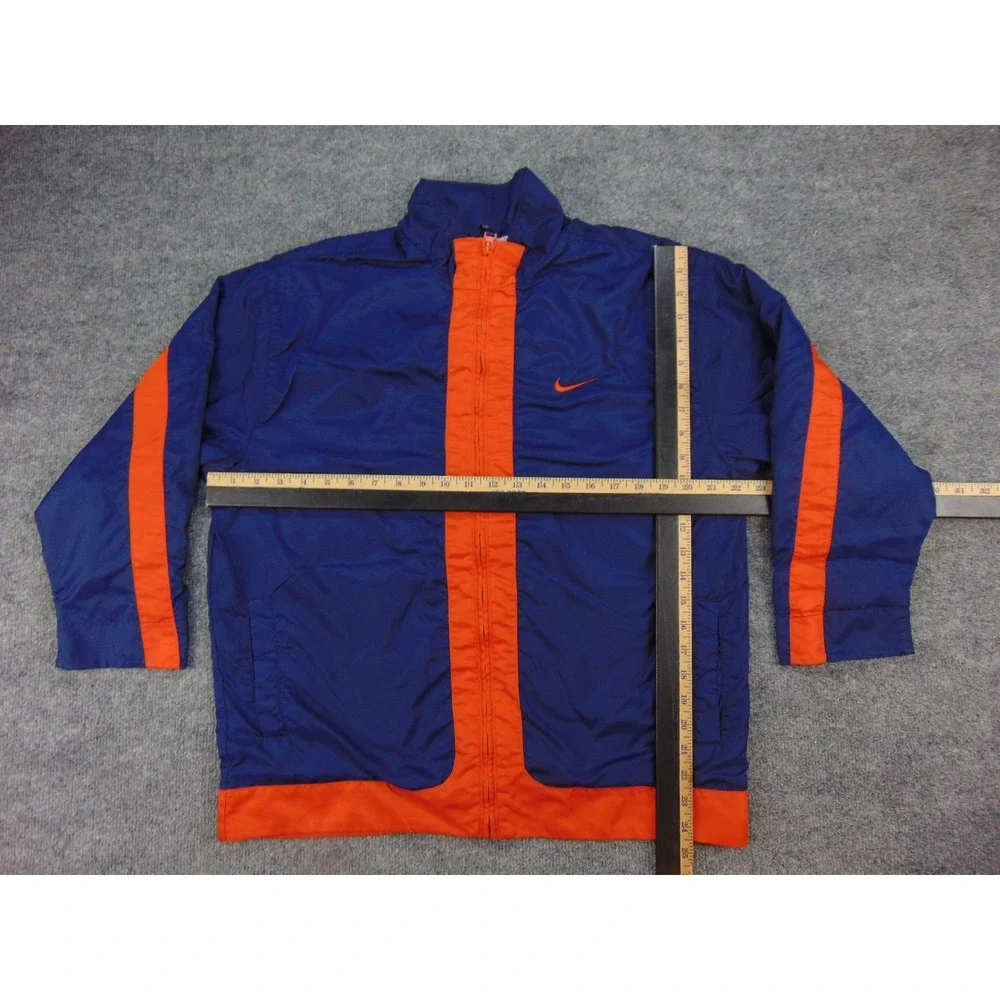 Nike Jacket Mens Large Blue‎ Orange Windbreaker Full Zip Vintage Y2K Swoosh